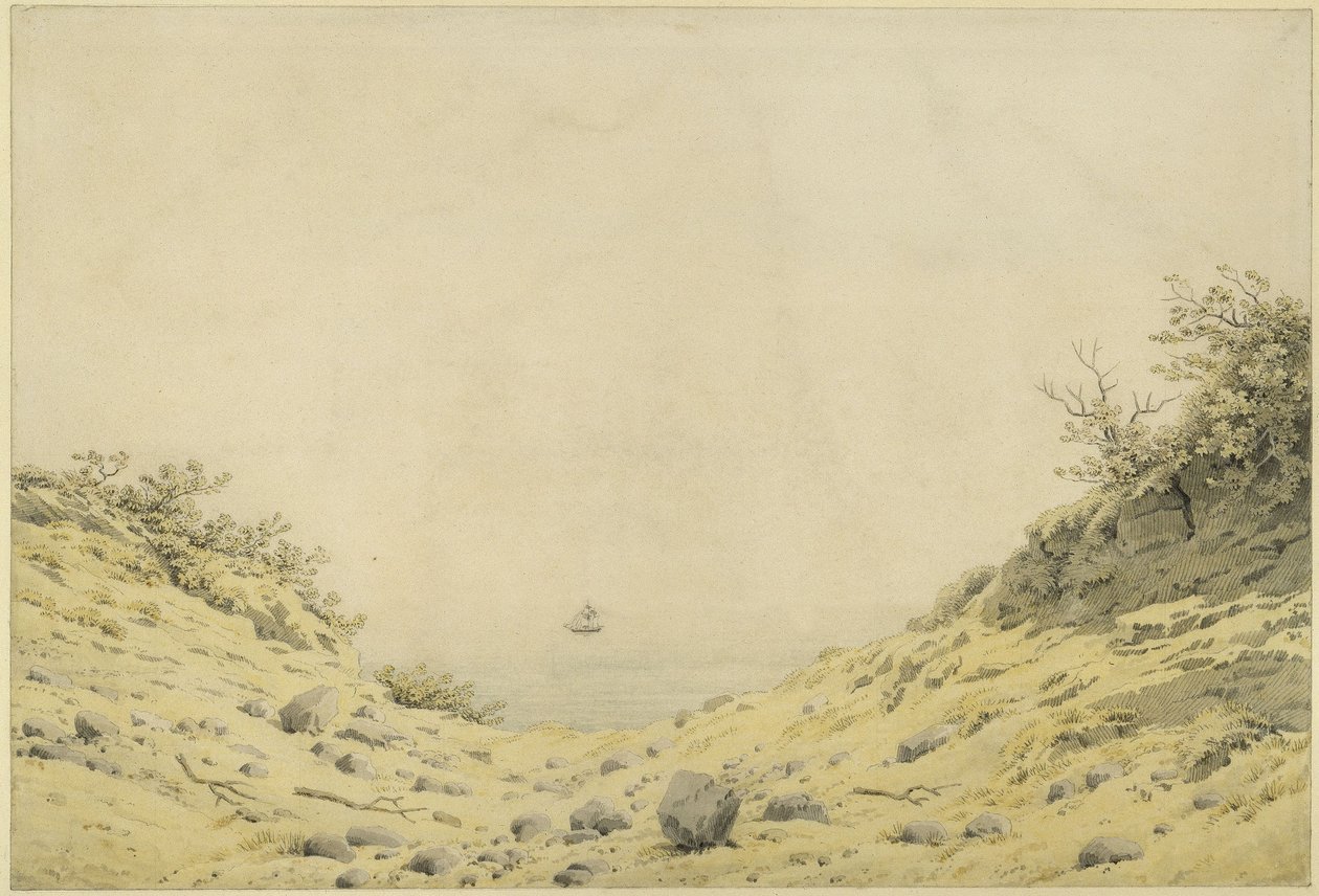 Udsigt over klitterne mod havet af Caspar David Friedrich