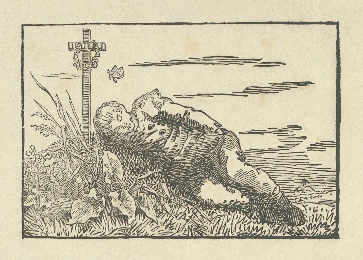Dreng sover på en grav, 1802 af Caspar David Friedrich