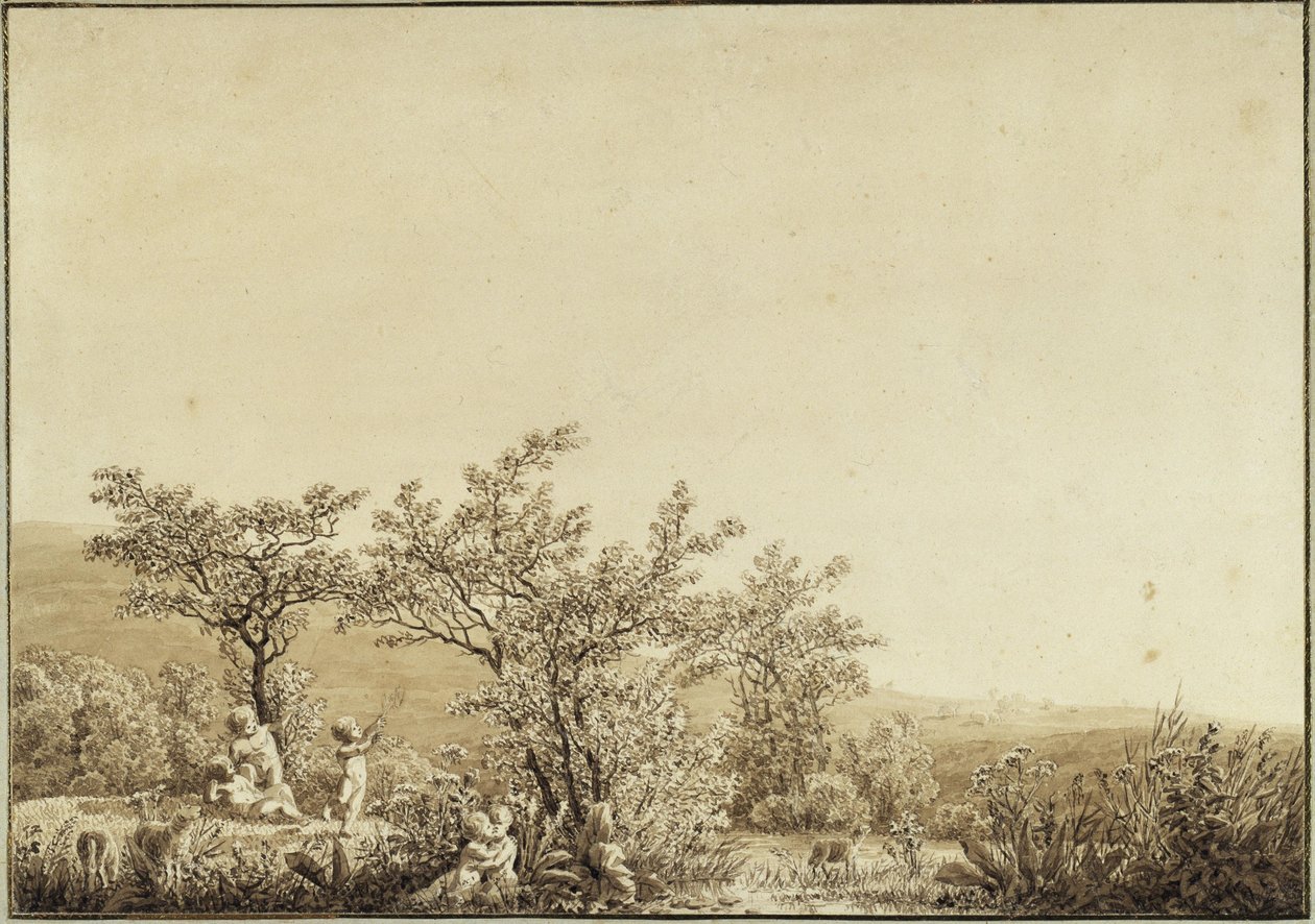 Foråret - Morgenen - Barndommen (fra cyklussen om årstider, tider på dagen og livsaldre fra 1803) af Caspar David Friedrich