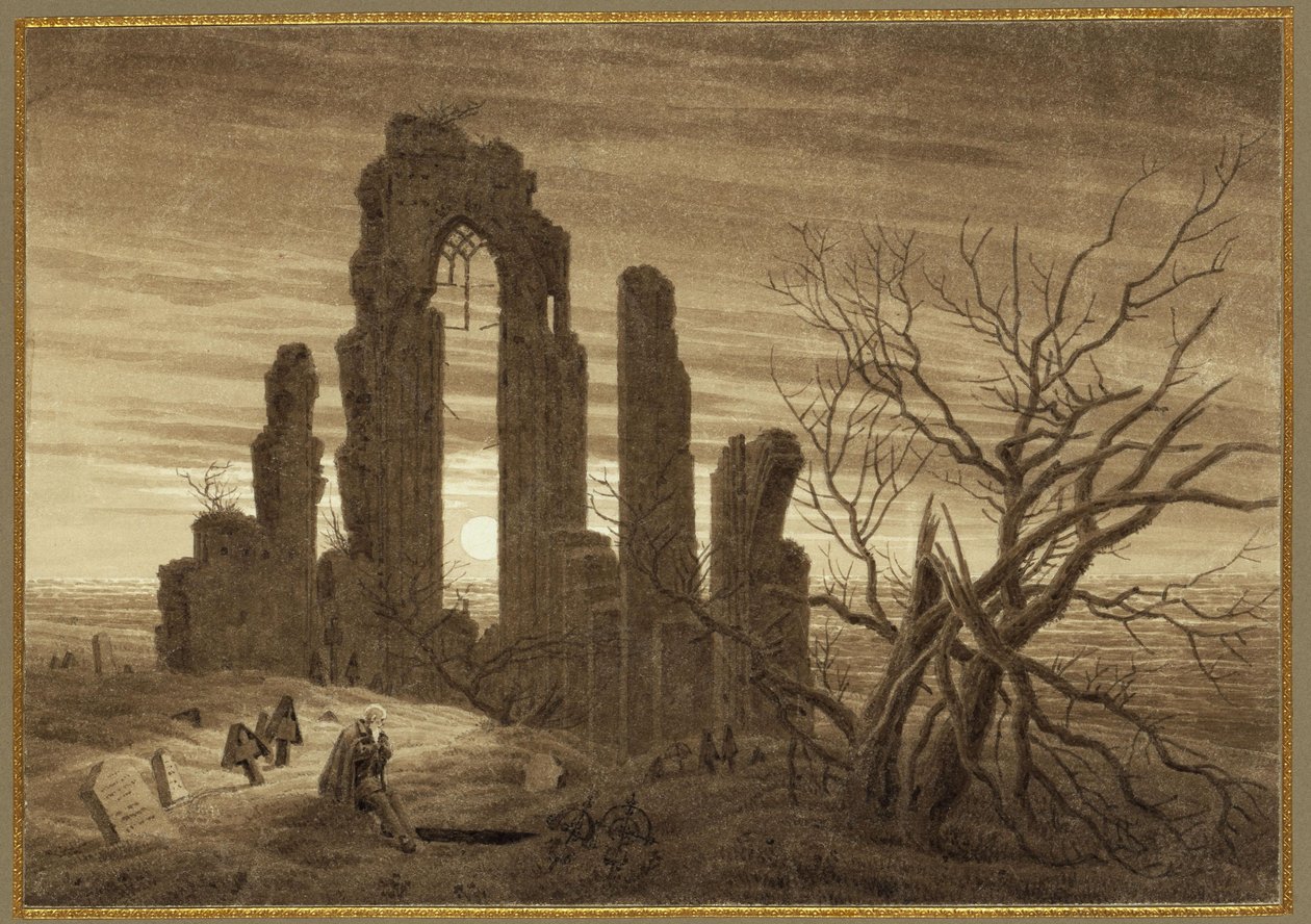 Vinteren - Natten - Alderdom og død (fra cyklussen om døgnets tider og livets aldre fra 1803) af Caspar David Friedrich