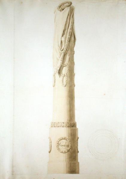 Design til en erindringssøjle (pen, blyant og sepia på papir) af Caspar David Friedrich