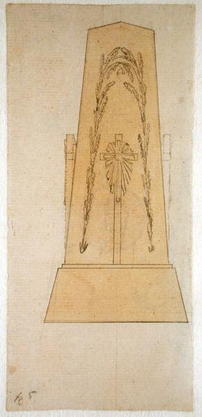 Design til et monument, 1812 (pen med gul vask på papir) af Caspar David Friedrich