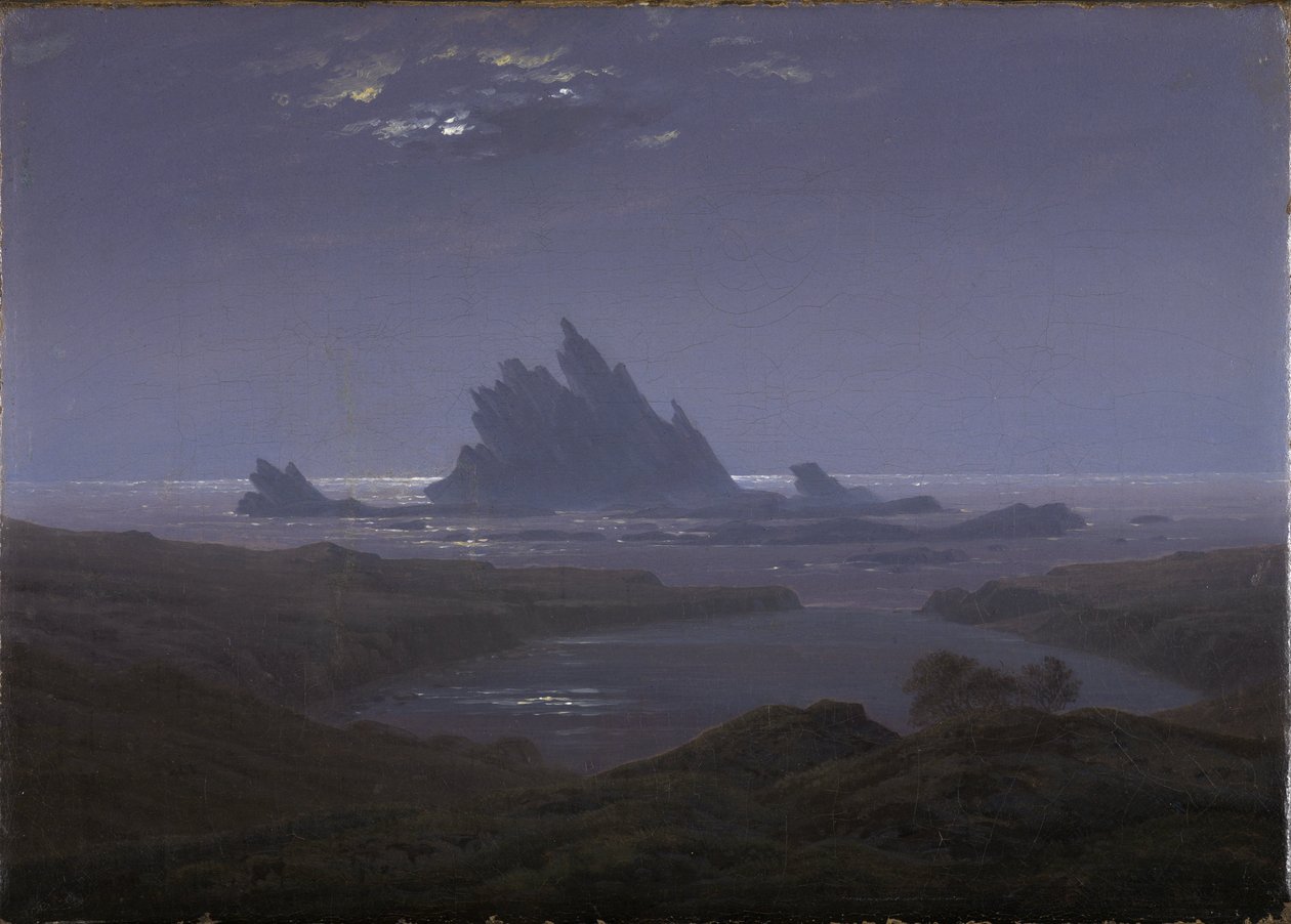 Stenrev på havstranden af Caspar David Friedrich