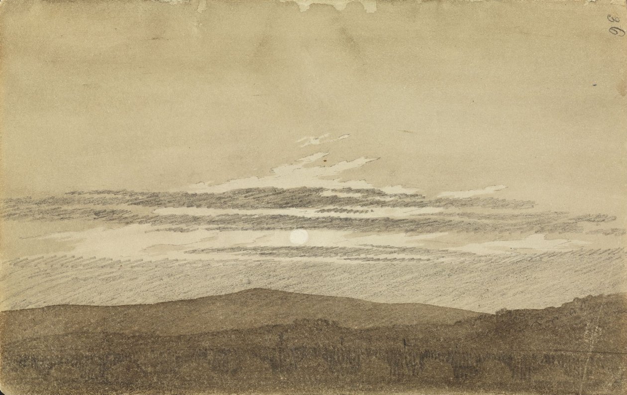Bjerglandskab ved solnedgang af Caspar David Friedrich