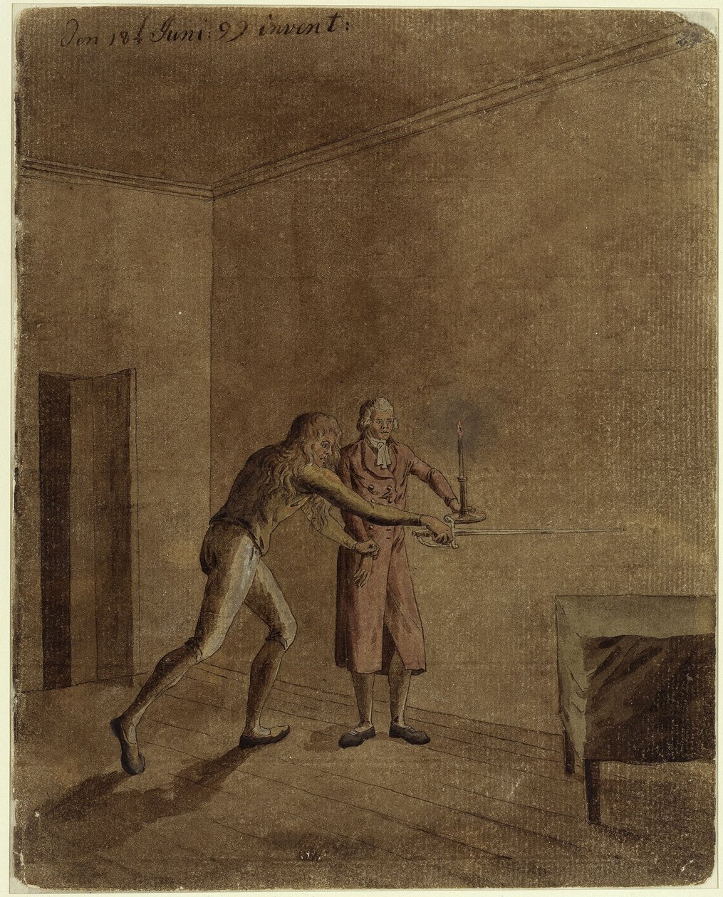 Franz og Daniel fra Schillers "Røverne" af Caspar David Friedrich