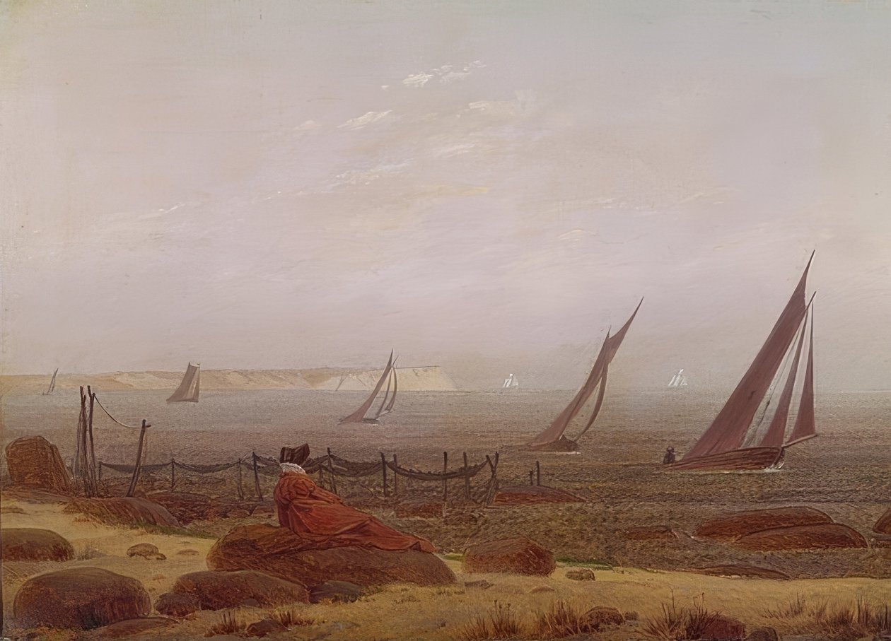 Kvinde ved havet. Omkring 1818 af Caspar David Friedrich