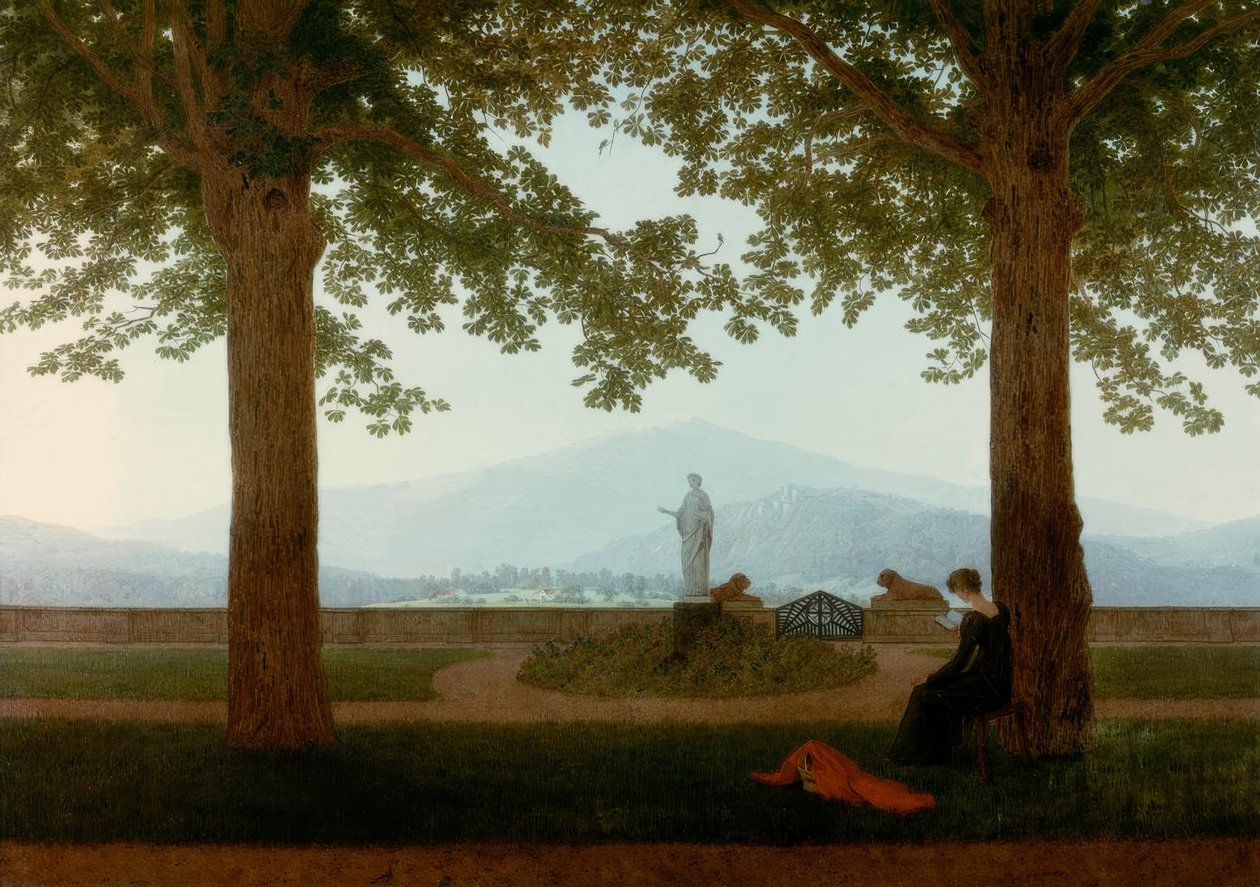 Have og terrasse af Caspar David Friedrich