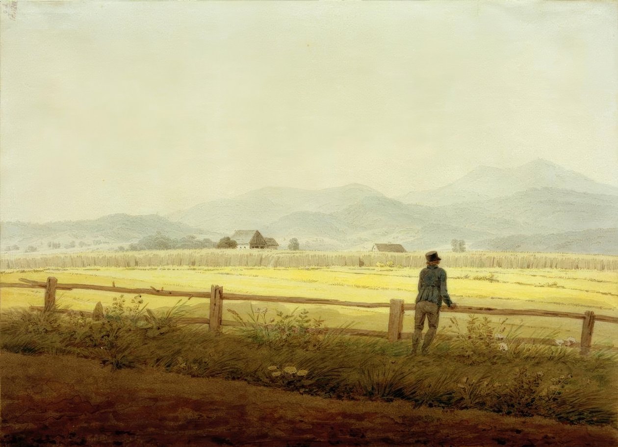Bjerglandskab med figur (Schmiedeberger Kamm) af Caspar David Friedrich