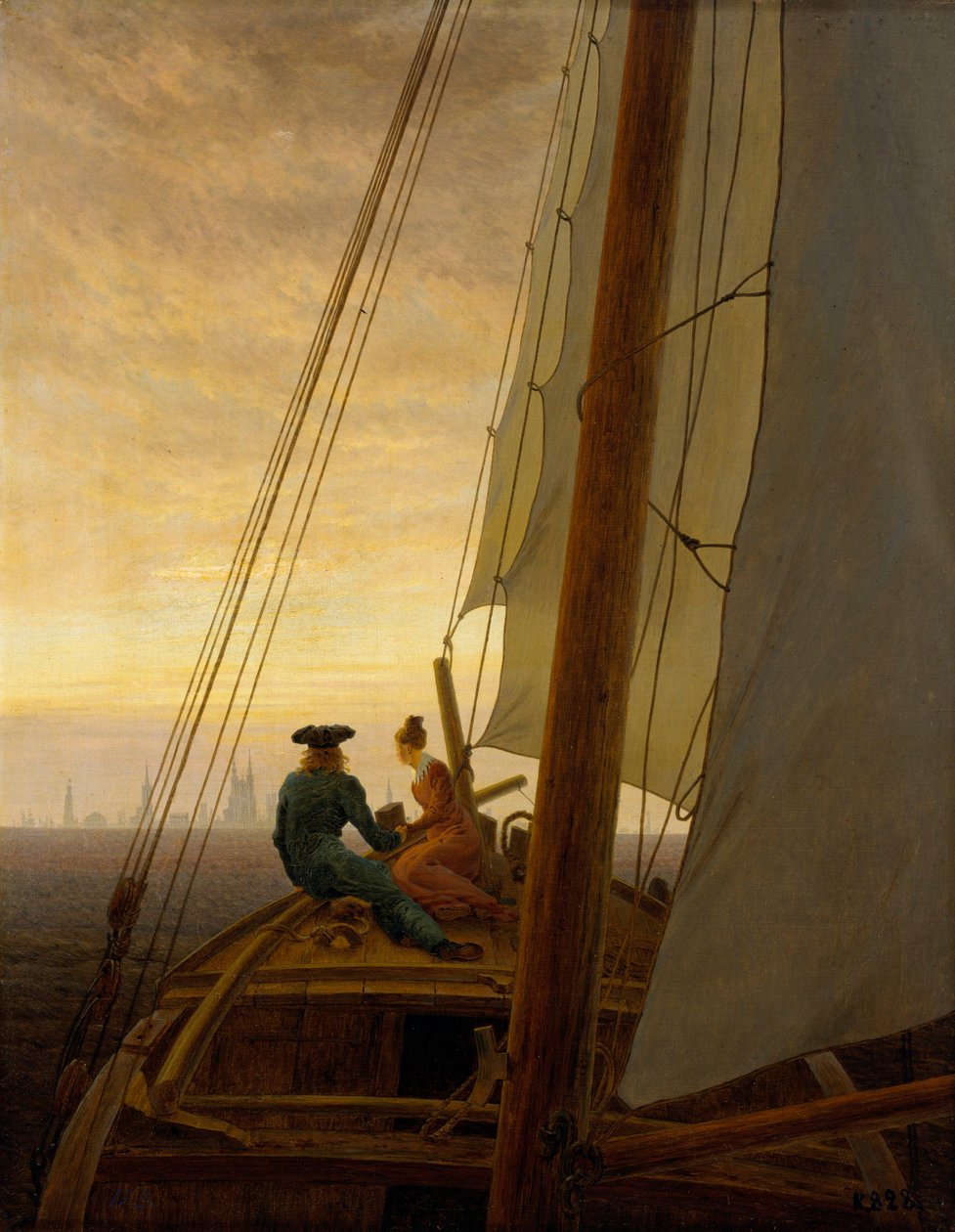 Tysk: Auf dem Segler På et sejlende skib af Caspar David Friedrich