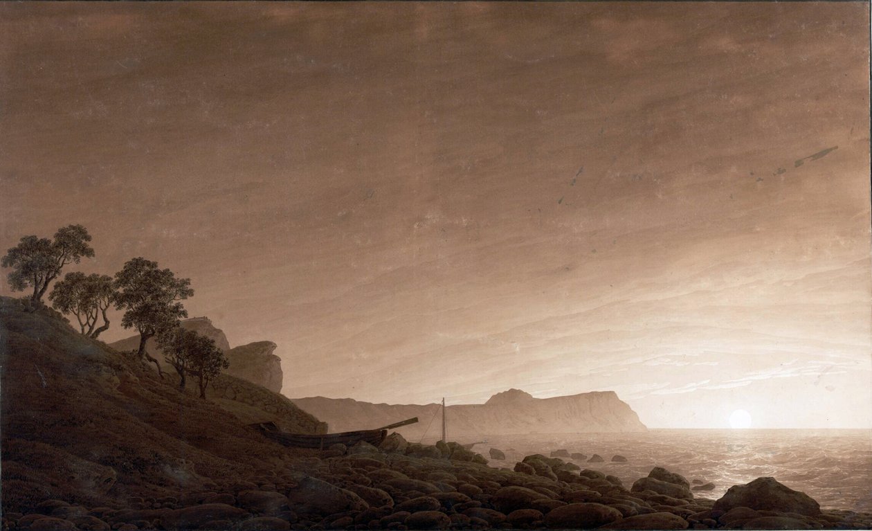 Tysk: Udsigt over Arkona med opstigende måne Udsigt over Arkona med opstigende måne af Caspar David Friedrich