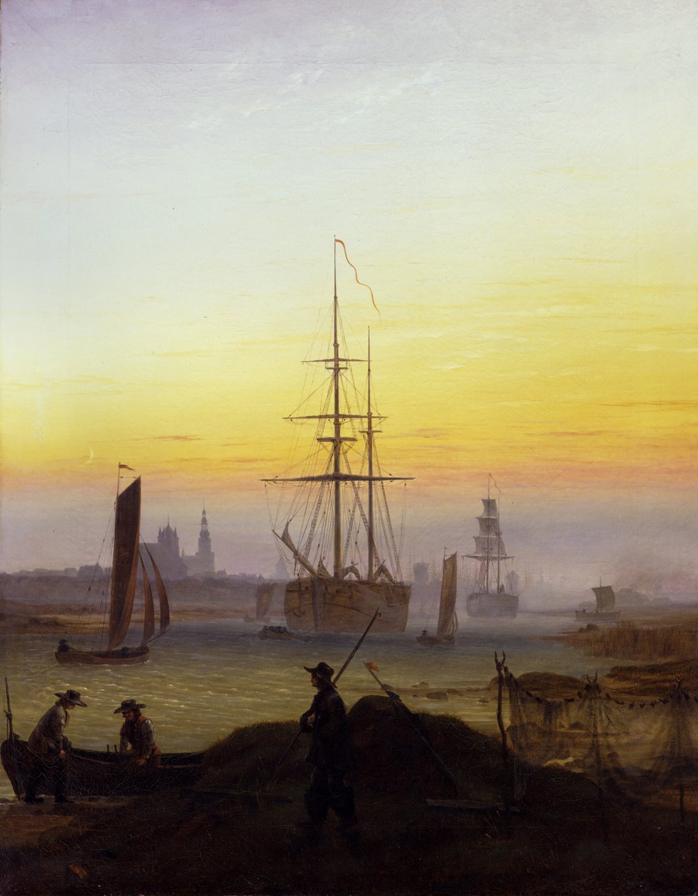 Tysk: Der Greifswalder Hafen Havnen i Greifswald af Caspar David Friedrich
