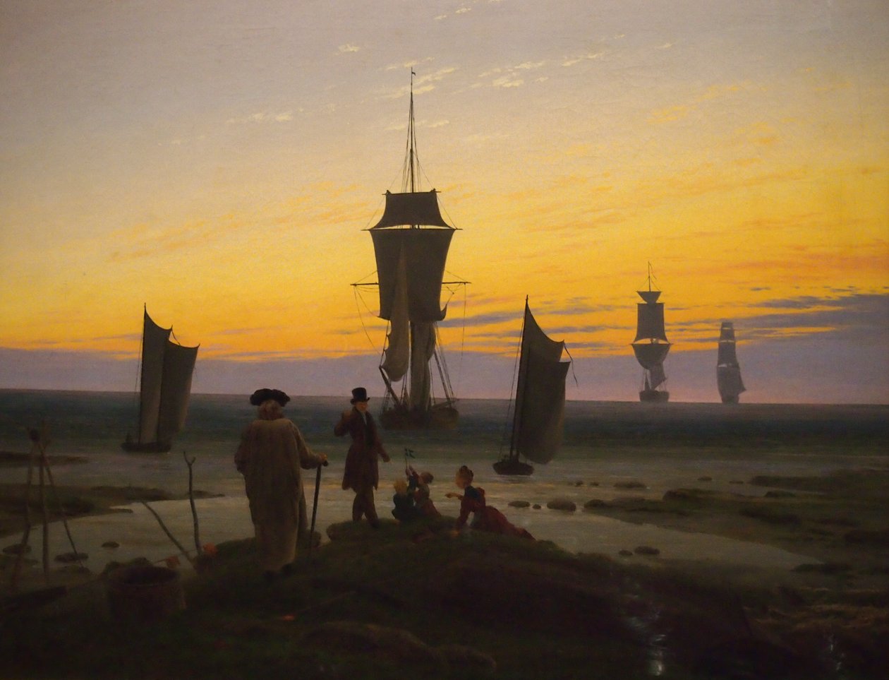 Tysk: Die Lebensstufen (Strandbild, Strandszene in Wiek) Livsstadierne (strandbillede, strandscene i Wiek) af Caspar David Friedrich