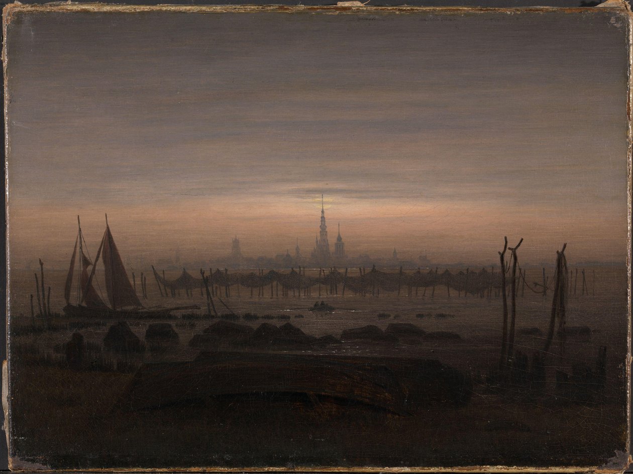 Tysk: Greifswald i måneskin Greifswald i måneskin af Caspar David Friedrich