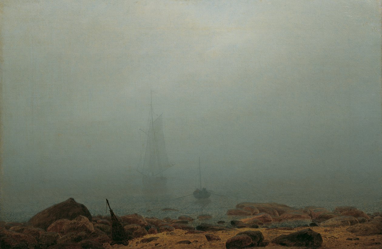 Tysk: Meeresstrand im Nebel Strand i tåge af Caspar David Friedrich