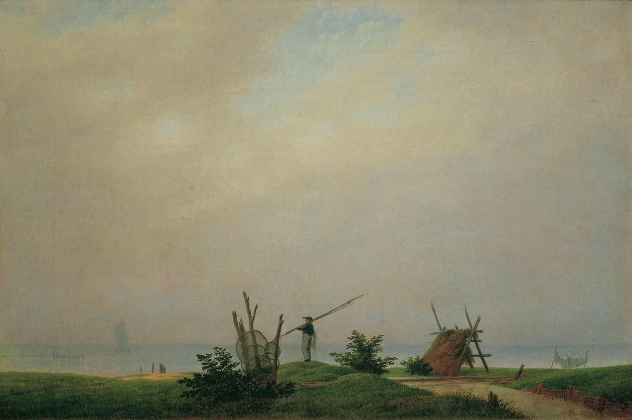 Tysk: Meeresstrand mit Fischer Strand med fisker af Caspar David Friedrich