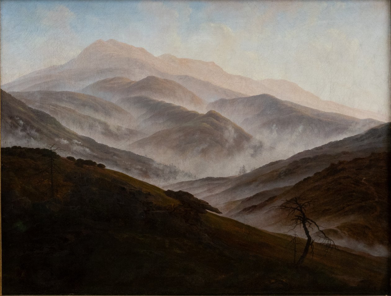 Tysk: Riesengebirgslandschaft mit aufsteigendem Nebel Giant Mountains Landscape with Rising Fog af Caspar David Friedrich
