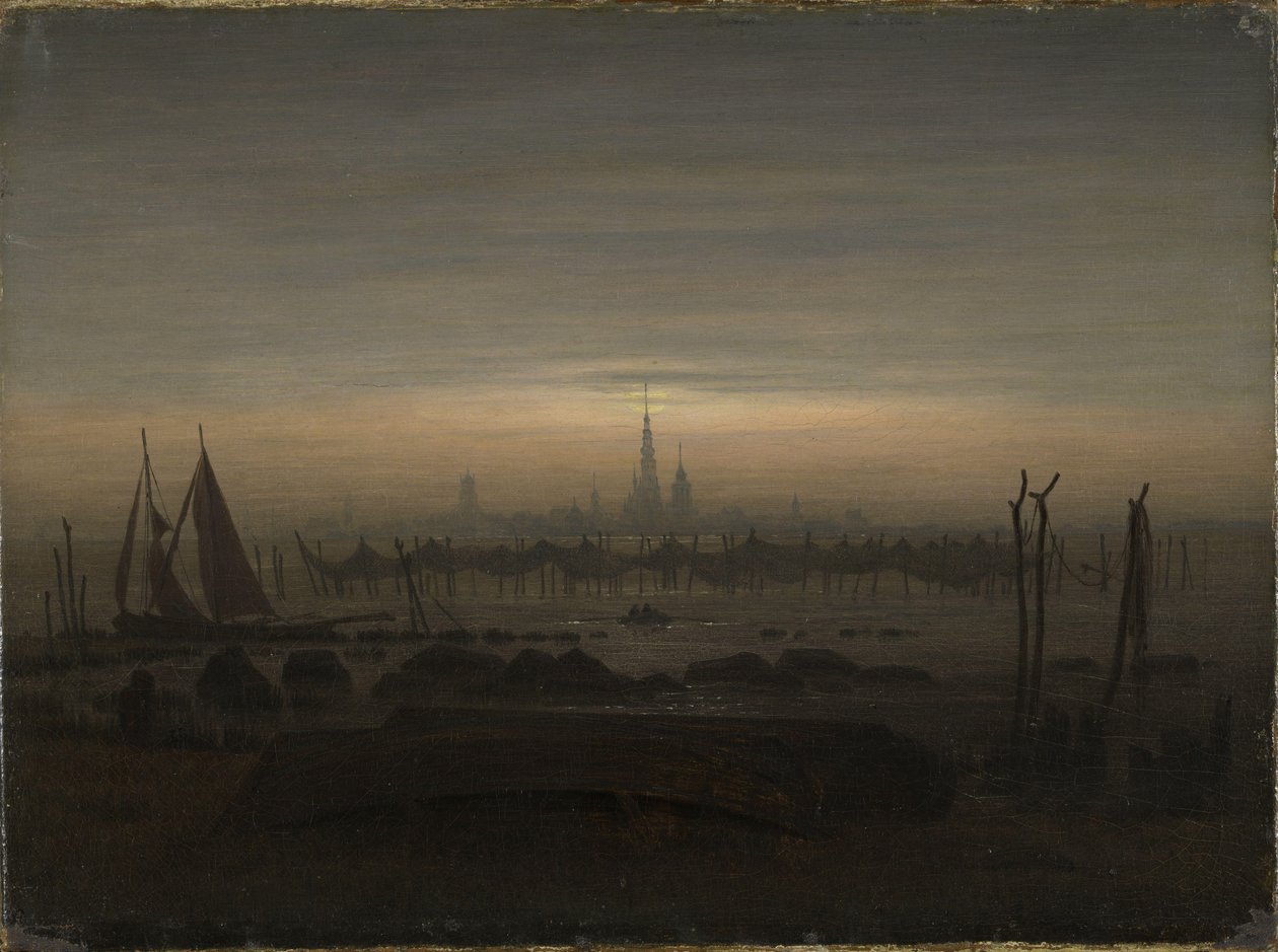 Greifswald i måneskin af Caspar David Friedrich