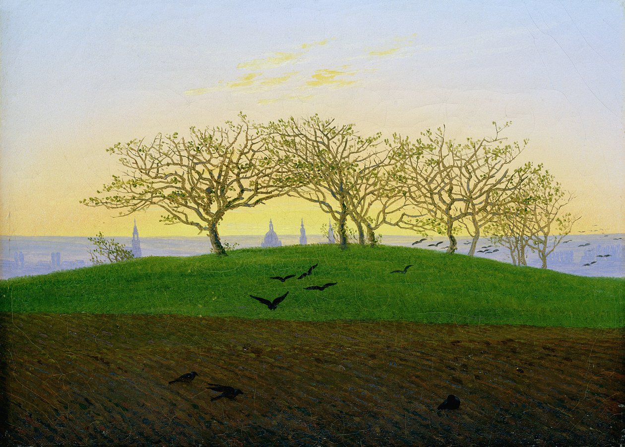 Bakker og pløjede marker nær Dresden af Caspar David Friedrich