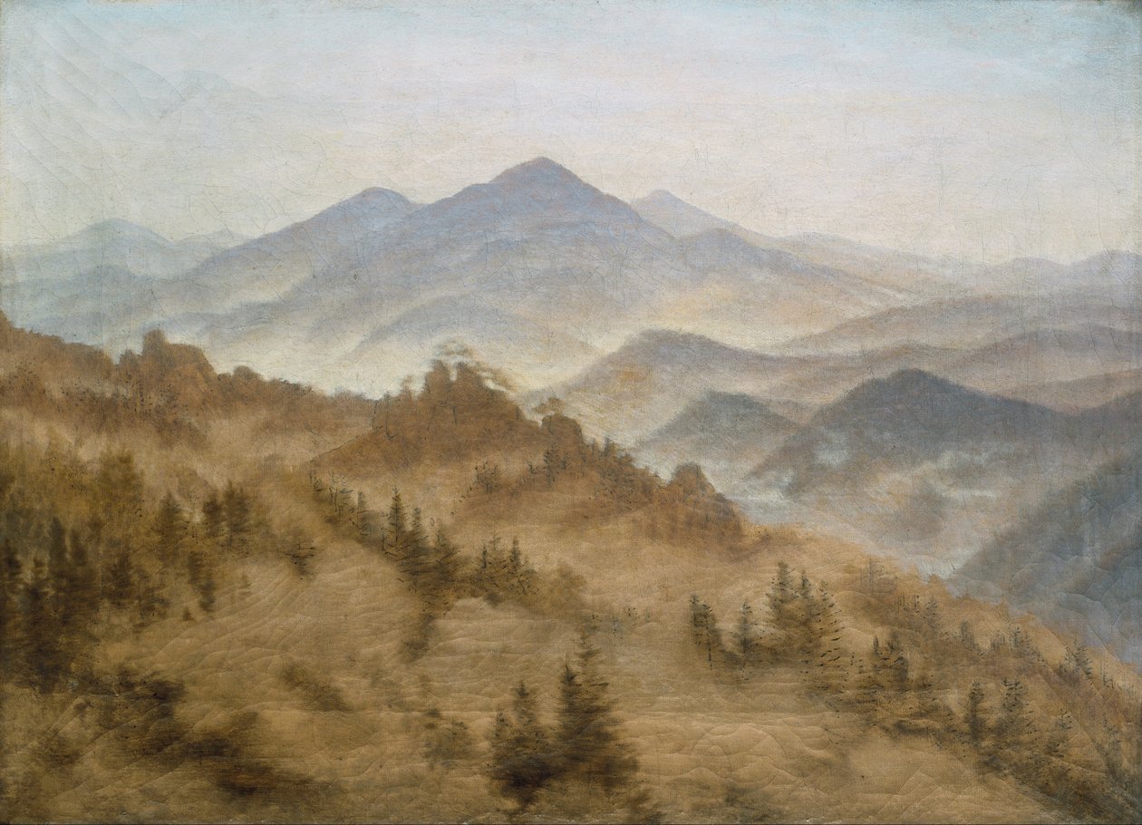 Maisema Rosenbergin kanssa Böömin vuoristossa af Caspar David Friedrich