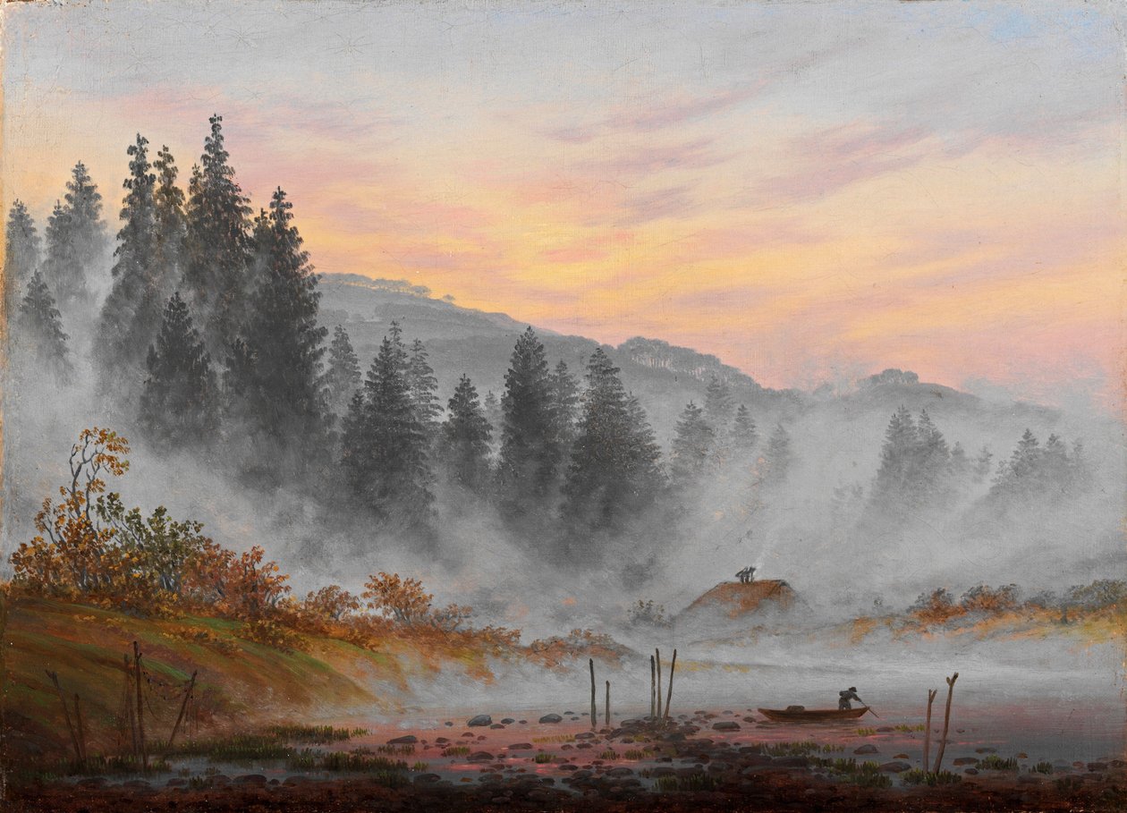 ""Moments de la journee : le matin"" (Tiderne på dagen: Morgenen) Maleri af Caspar David Friedrich (1774-1840) 1821-1822 - Olie på lærred Dim 22x30 cm Niedersaechsisches Landesmuseum, Hannover af Caspar David Friedrich