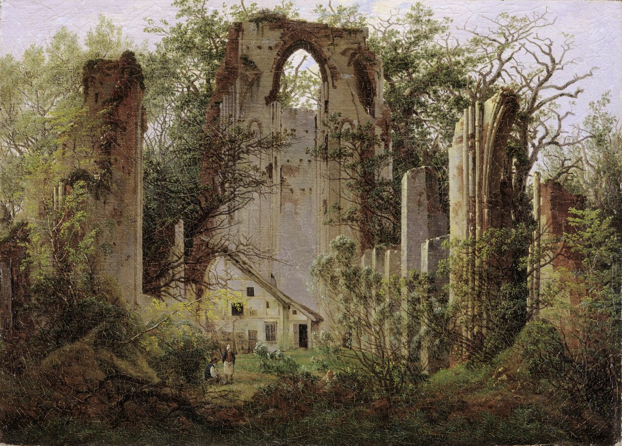 Klosterruin Eldena nær Greifswald, ca 1825. af Caspar David Friedrich