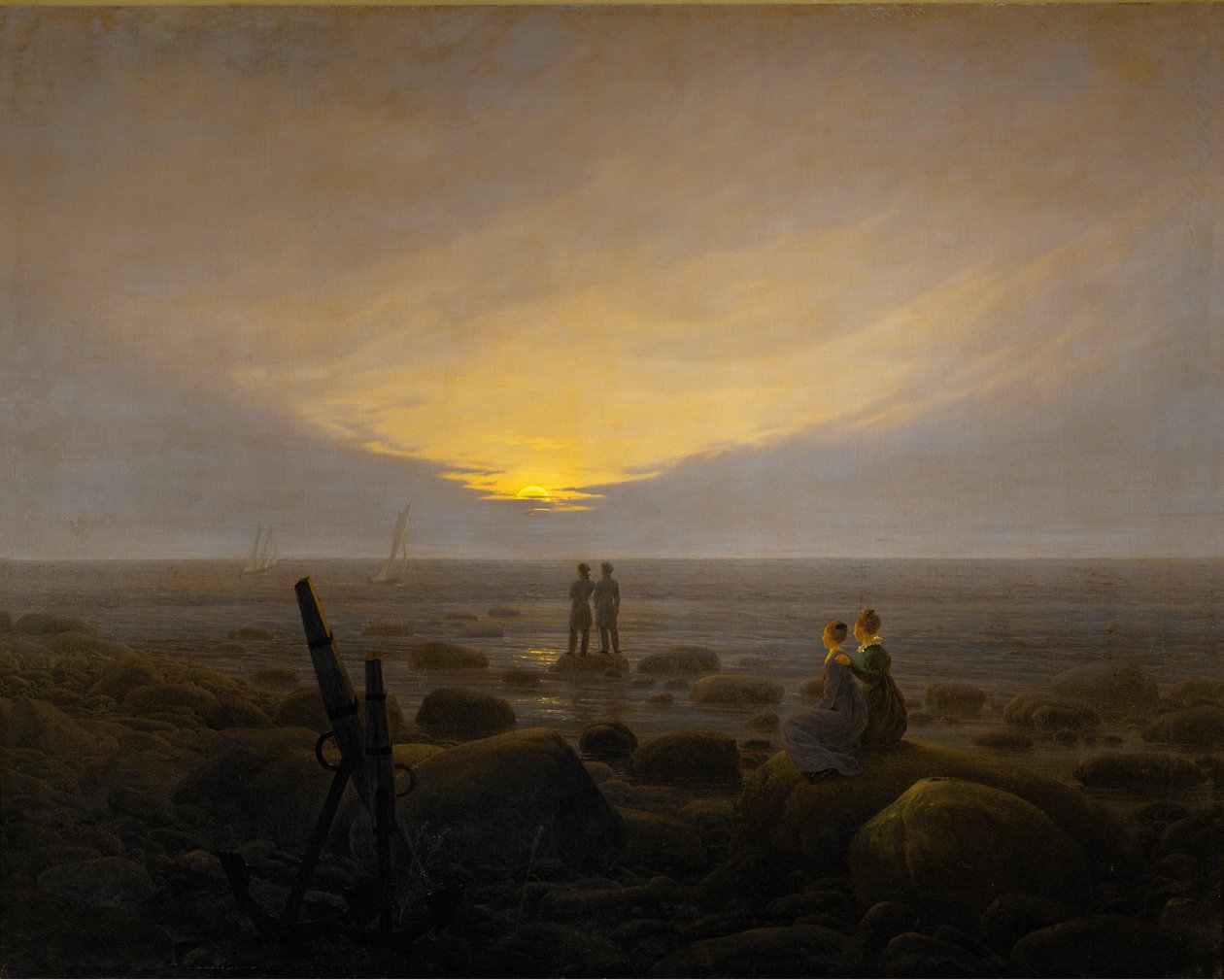 Månen stiger over havet af Caspar David Friedrich