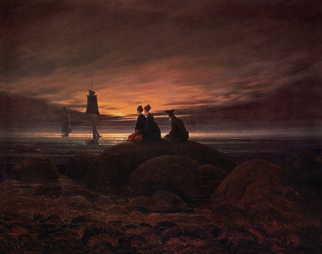 Månen stiger over havet af Caspar David Friedrich