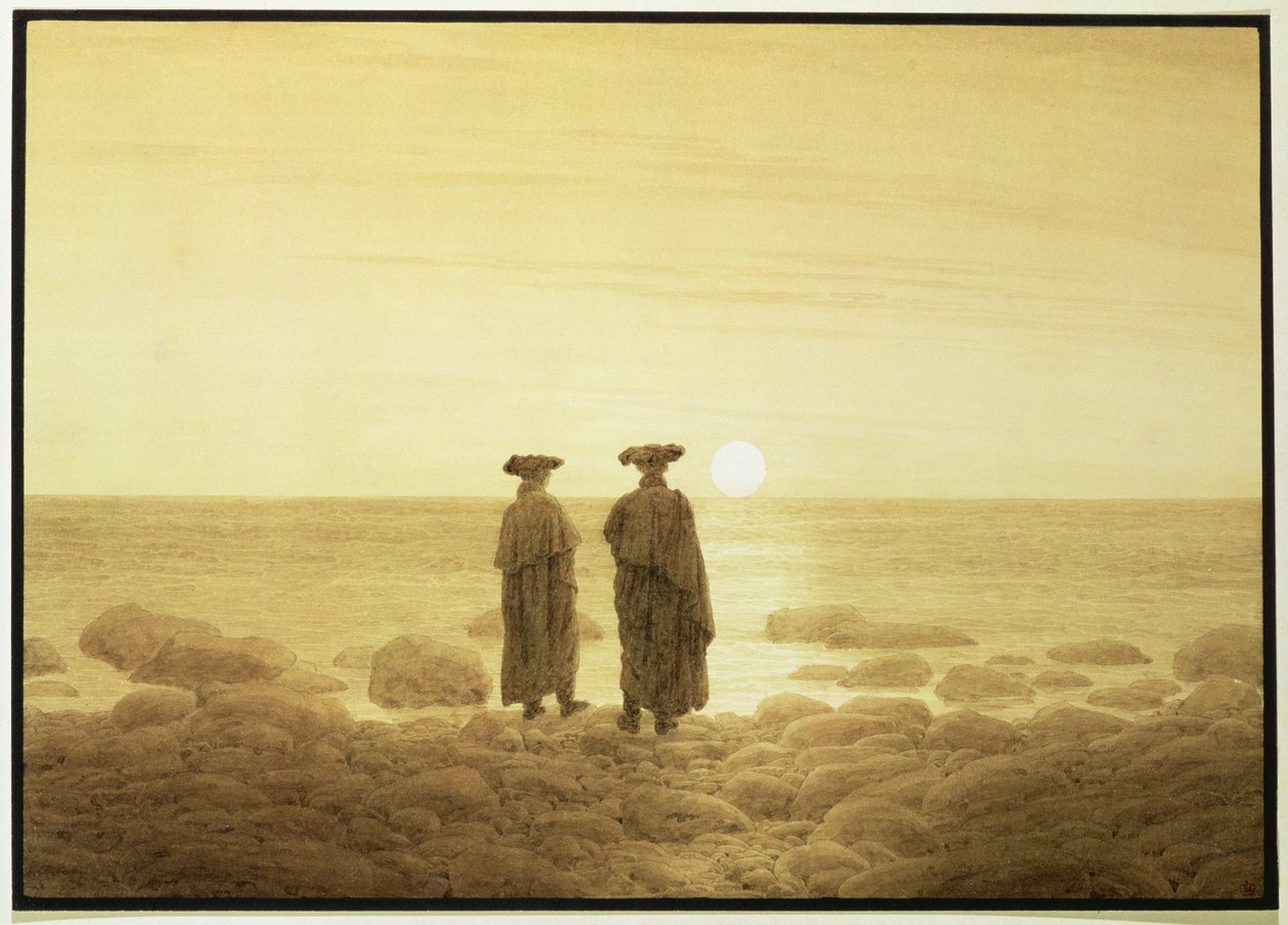 Moonrise, 1835-7 (sepia vask over blyant) af Caspar David Friedrich