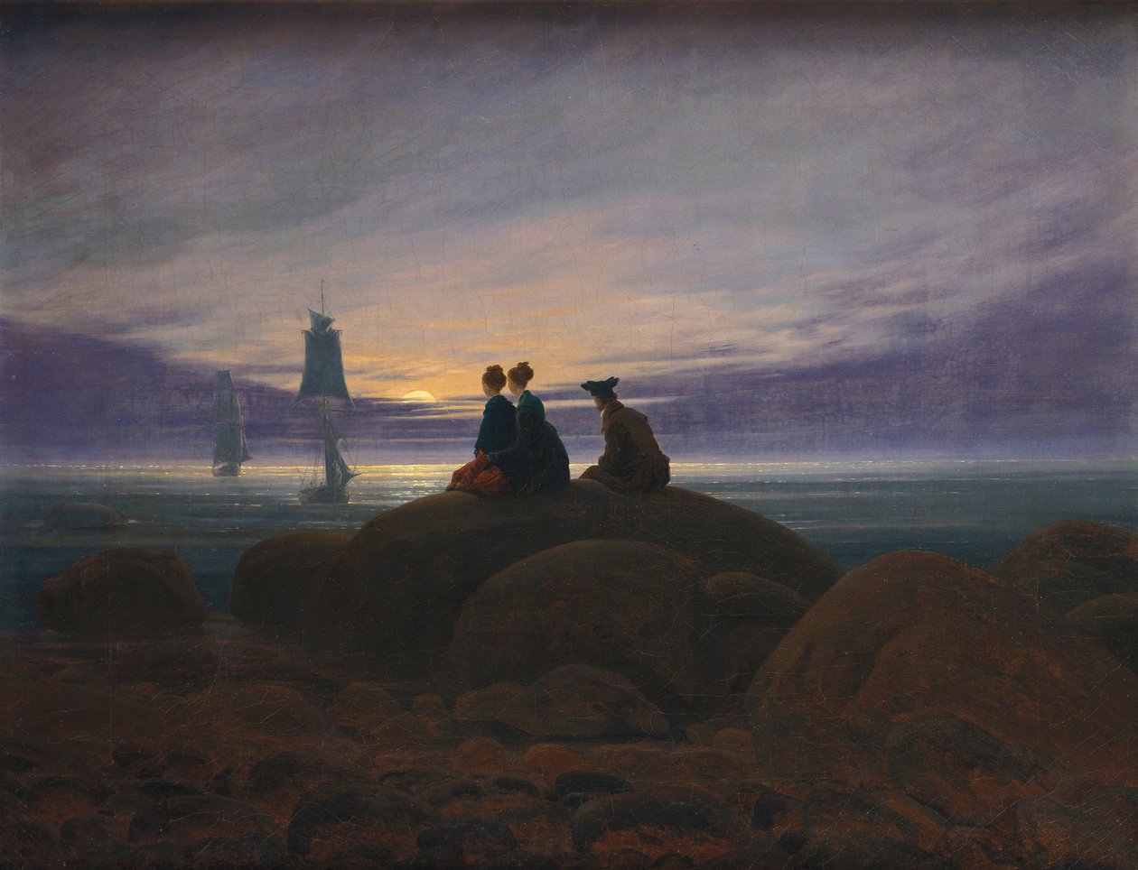 Måneopgang over havet, 1822 af Caspar David Friedrich