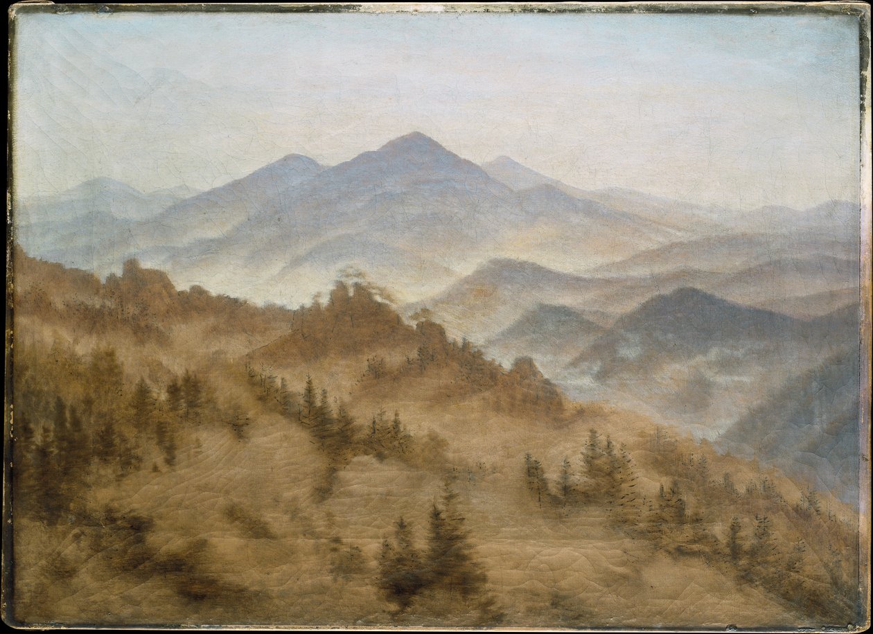 Bjerge i den stigende tåge af Caspar David Friedrich