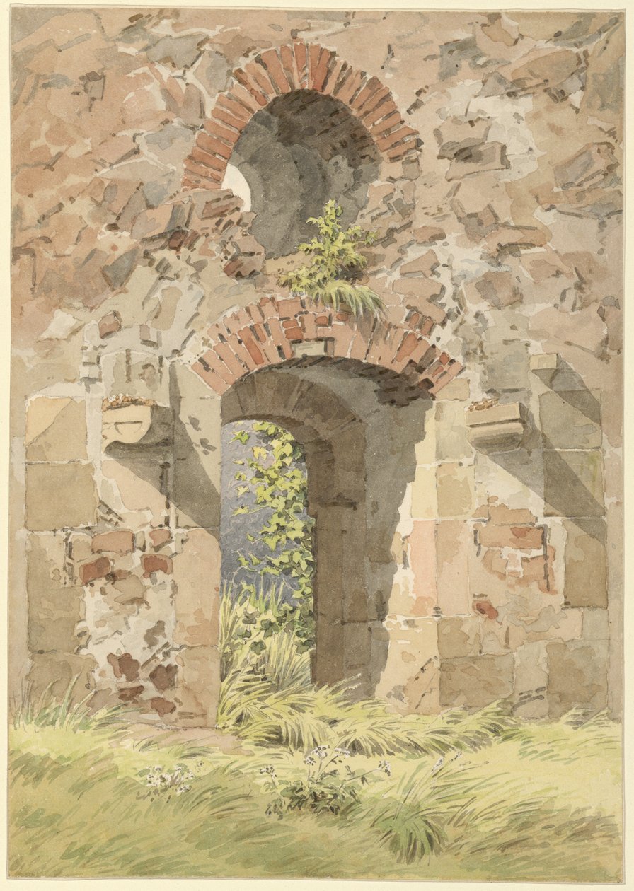 Ruin af det hellige kors kloster, Meissen, 1824. af Caspar David Friedrich
