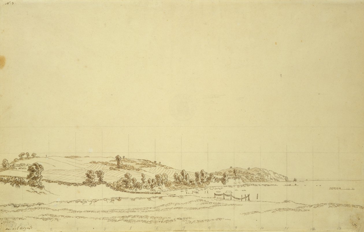 South Coast of Rugen (pen og blyant på papir) af Caspar David Friedrich