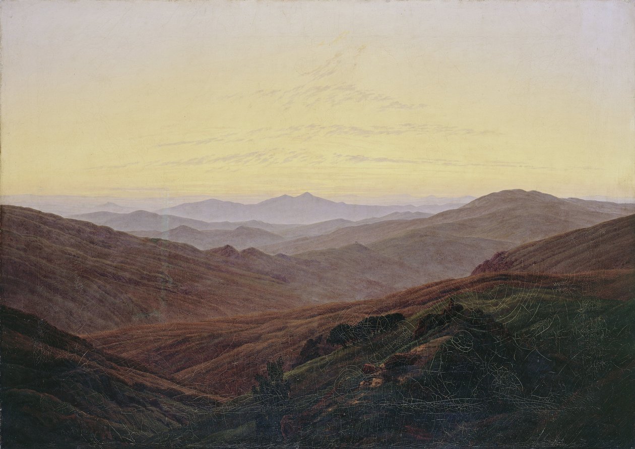 Kæmpebjerge / Før solopgang i bjergene af Caspar David Friedrich
