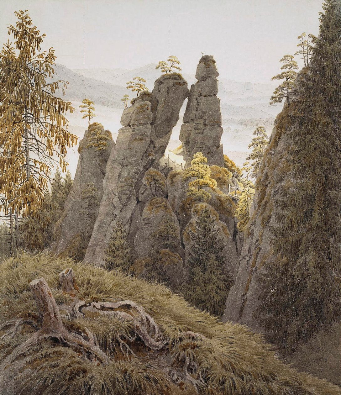 Klippeportene i Neurathen, mellem 1826 og 1828. af Caspar David Friedrich
