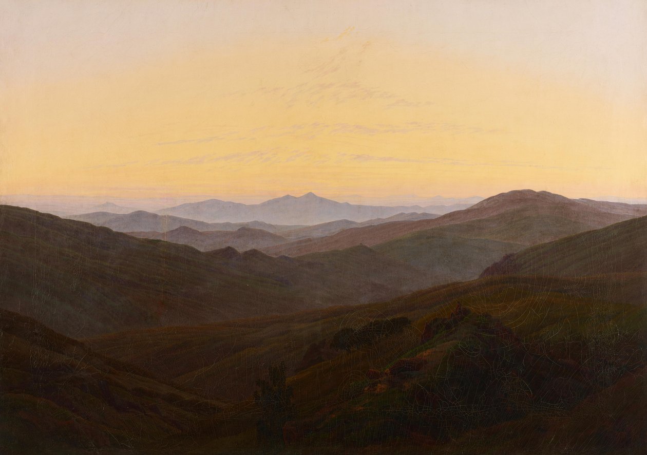 Før solopgang i bjergene af Caspar David Friedrich