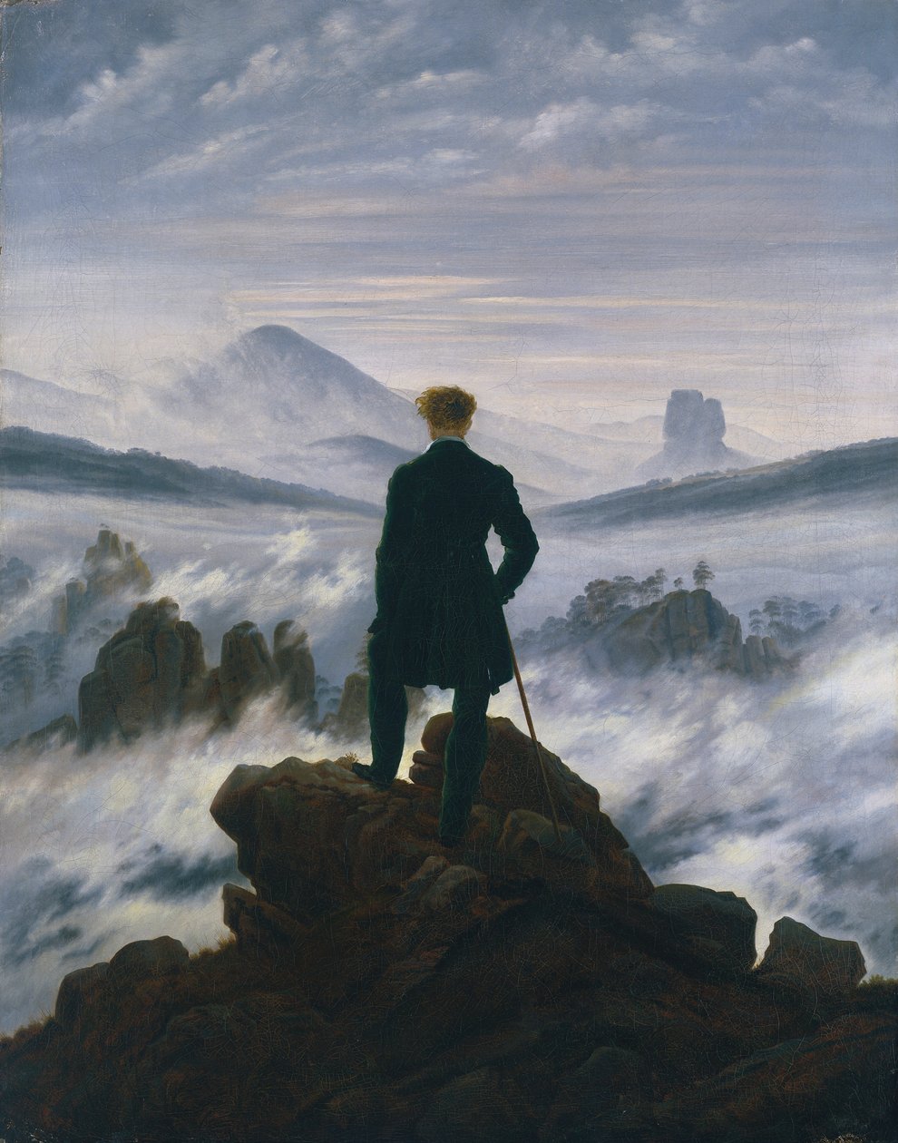 Vandrer over Tågehavet, ca. 1817. af Caspar David Friedrich