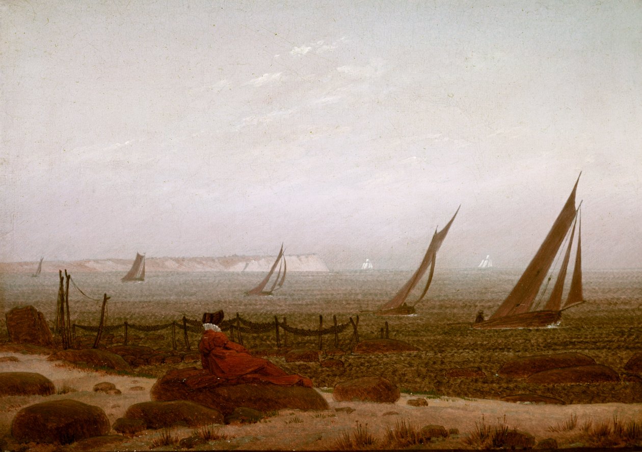Kvinde på stranden ved Rugen af Caspar David Friedrich