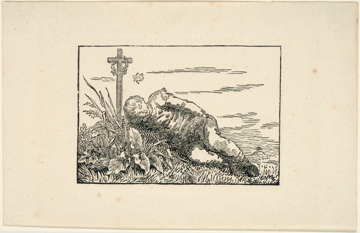 Ung mand liggende på en grav af Caspar David Friedrich