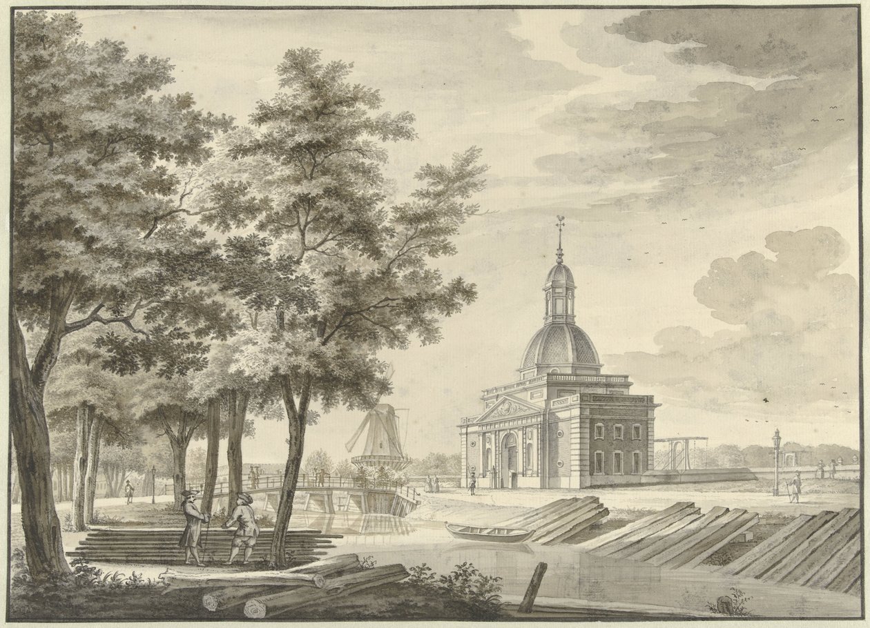 Udsigt over den nybyggede Muiderpoort, 1771 af Caspar Jacobsz. Philips