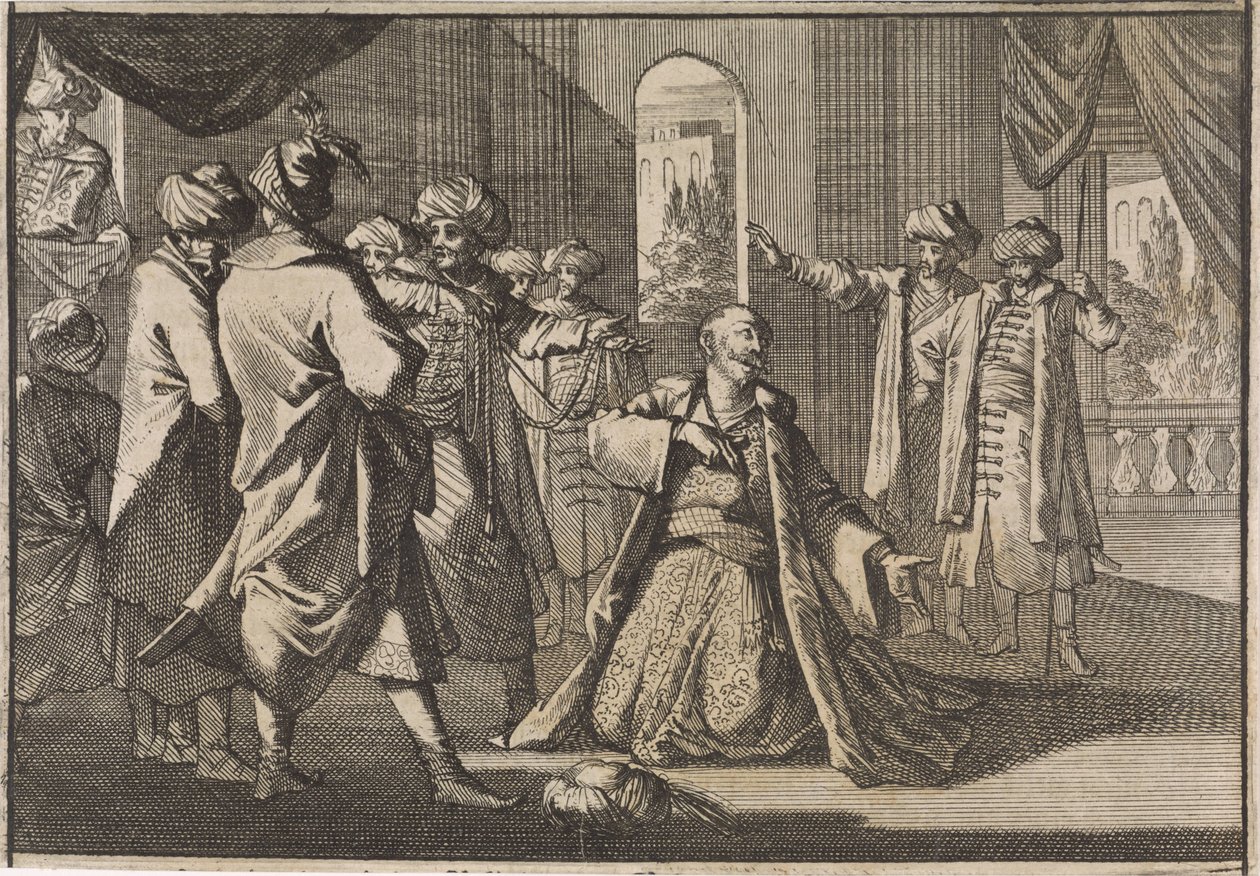 Emir Fakardin tigger Sultan Murat IV om hans liv, 1633 af Caspar Luyken (attributed to)