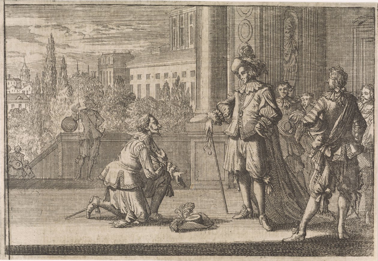 Charles IV, hertug af Lorraine, knælende før Ludvig XIII, 1641 af Caspar Luyken (attributed to)