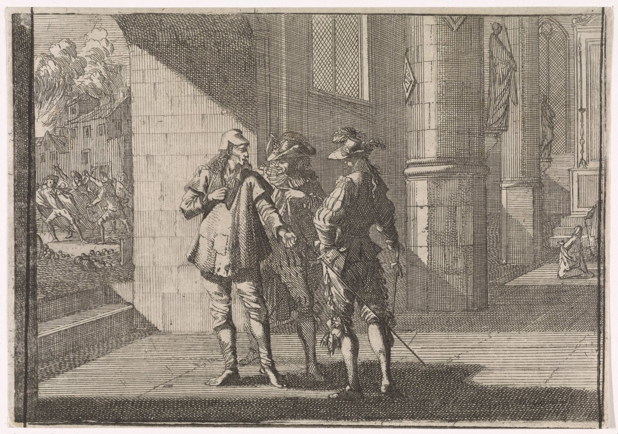 Masaniello taler med to adelsmænd i en kirke, 1647 af Caspar Luyken (attributed to)