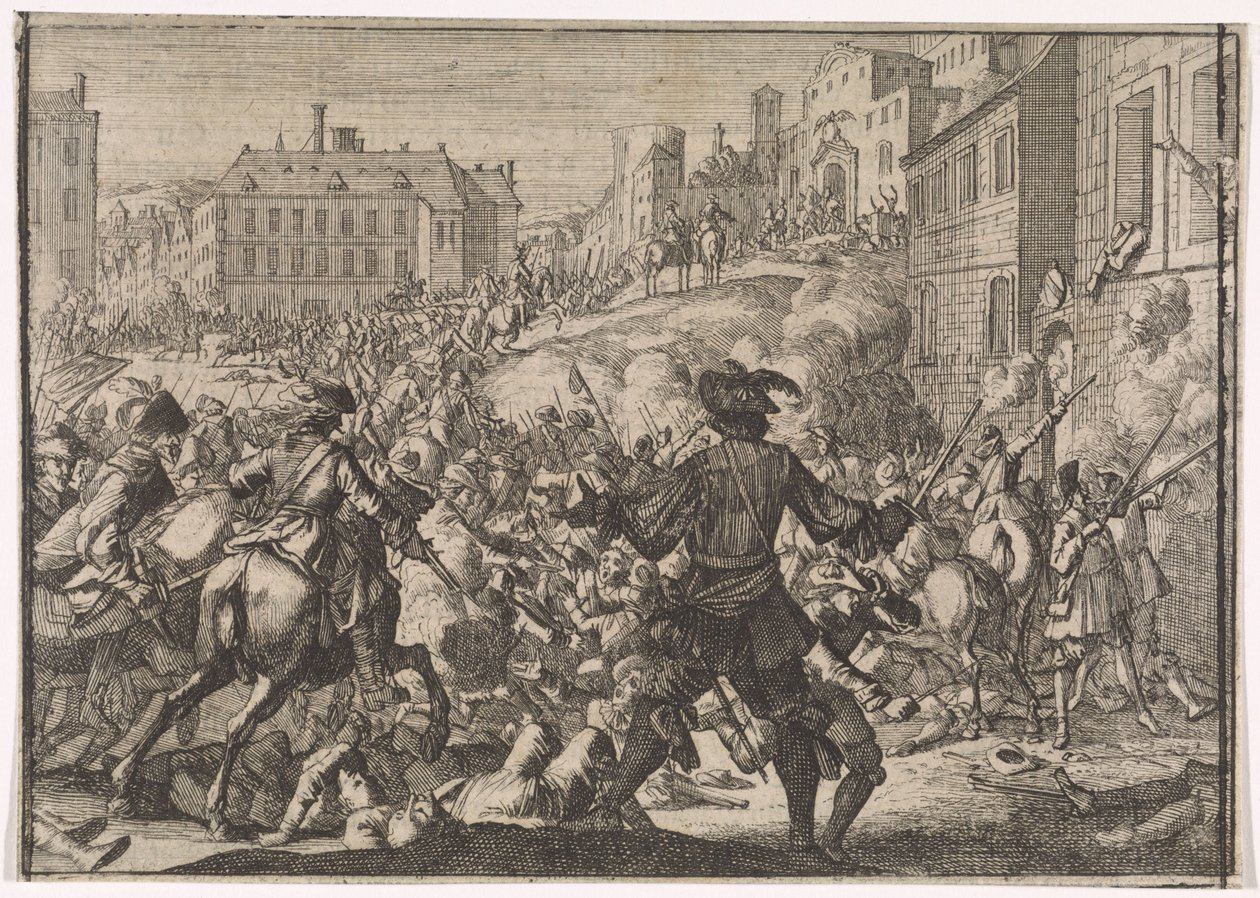 Erobring af Prag af den svenske hær, 1648 af Caspar Luyken (attributed to)