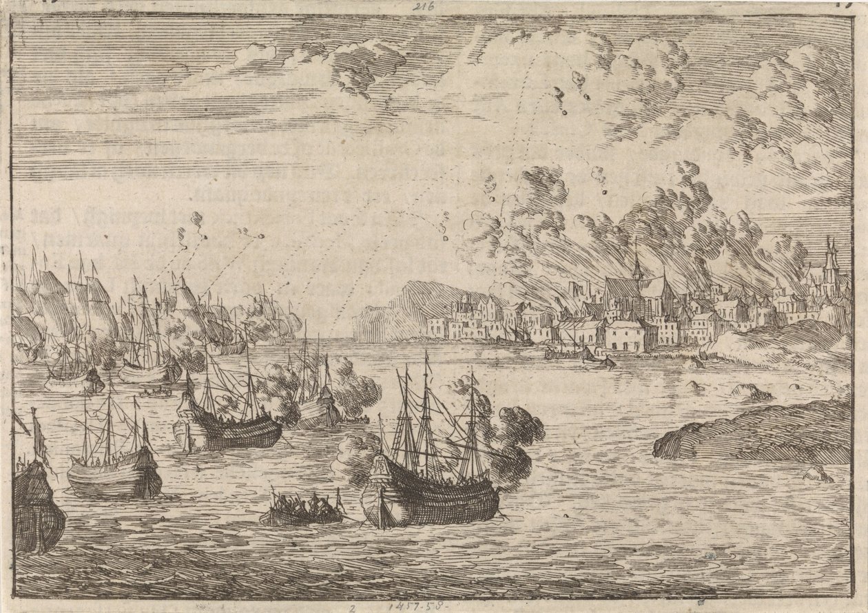 Bombardement af Dieppe, 1694 af Caspar Luyken