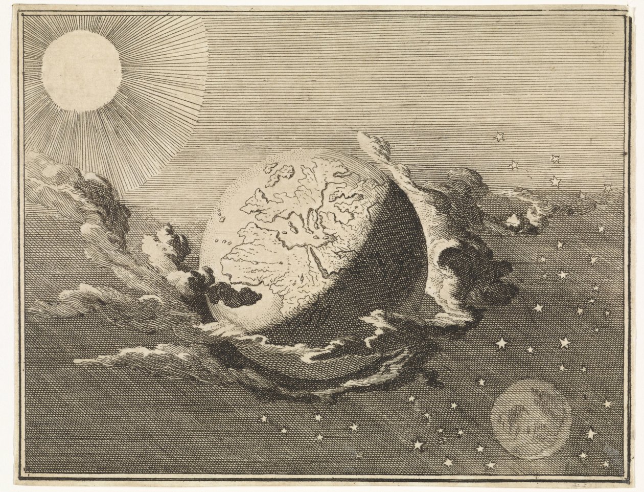 Univers med jord, sol, måne og stjerner af Caspar Luyken