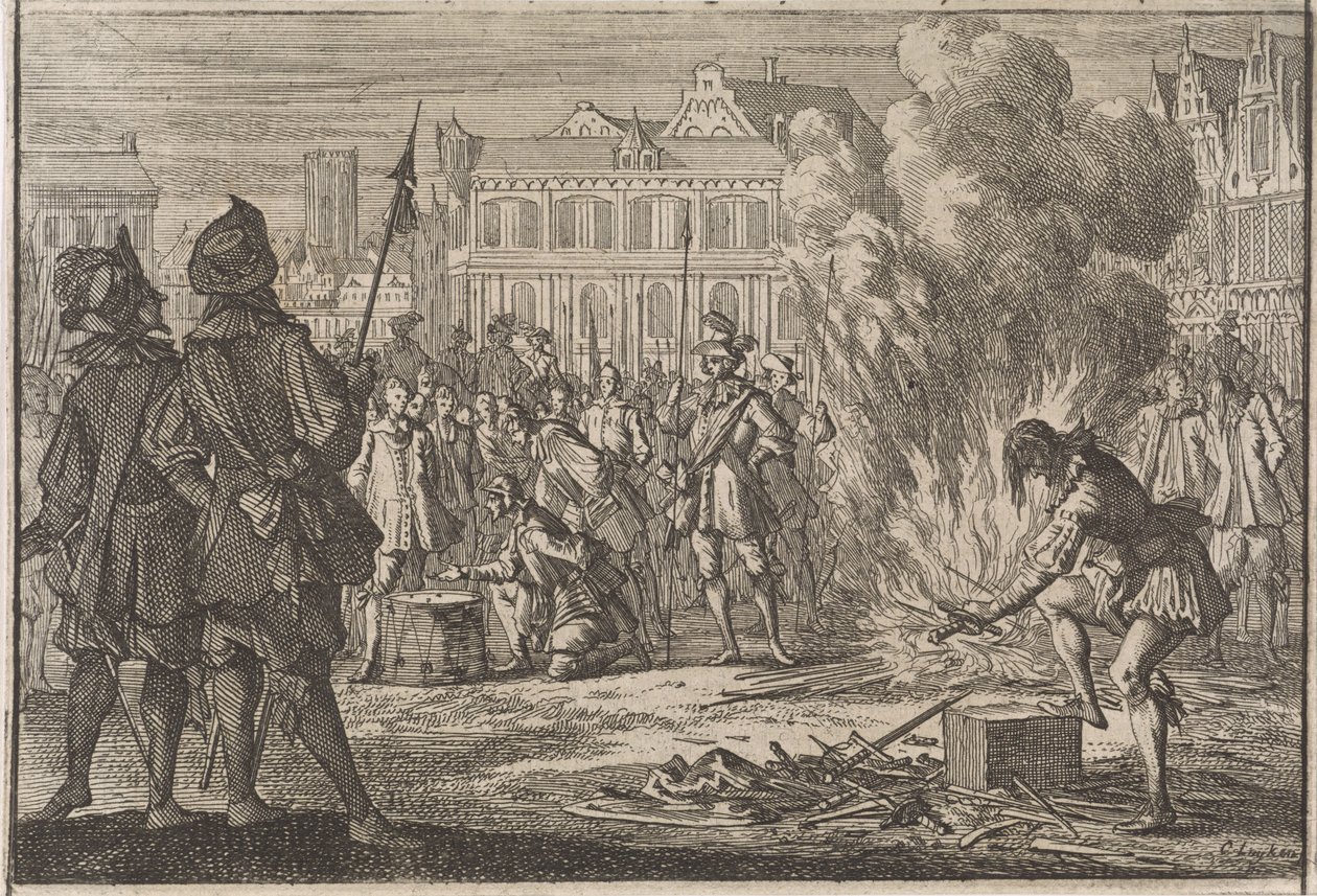 Militærdomstolen på Prags markedsplads, 1642 af Caspar Luyken