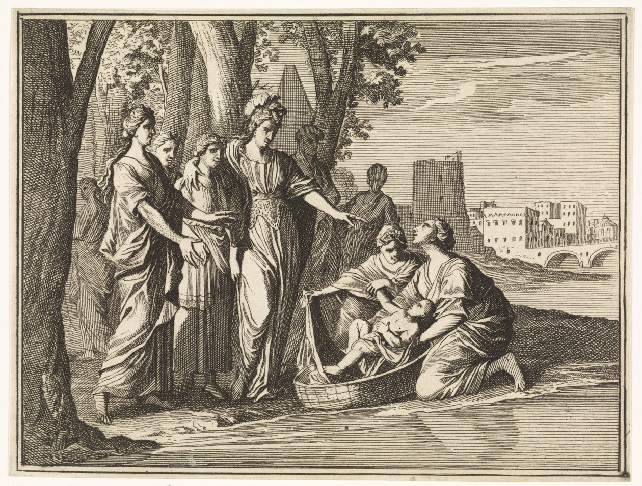 Moses bliver fundet af faraos datter af Caspar Luyken