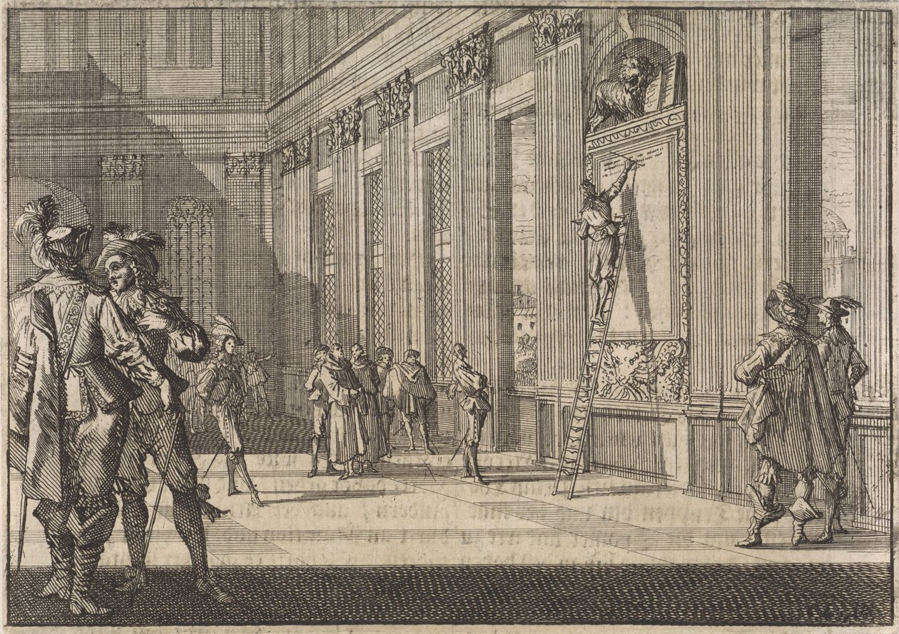 Restaurering af inskriptionen for venetianerne i Vatikanpaladset i Rom, 1643 af Caspar Luyken