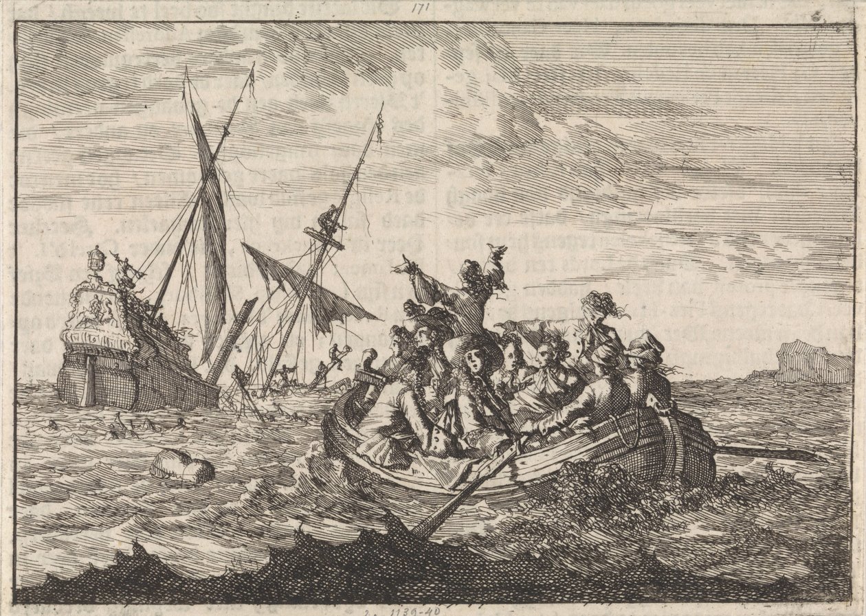 Hertugen af ​​Yorks forlis på vej til Edinburgh, 1683 af Caspar Luyken