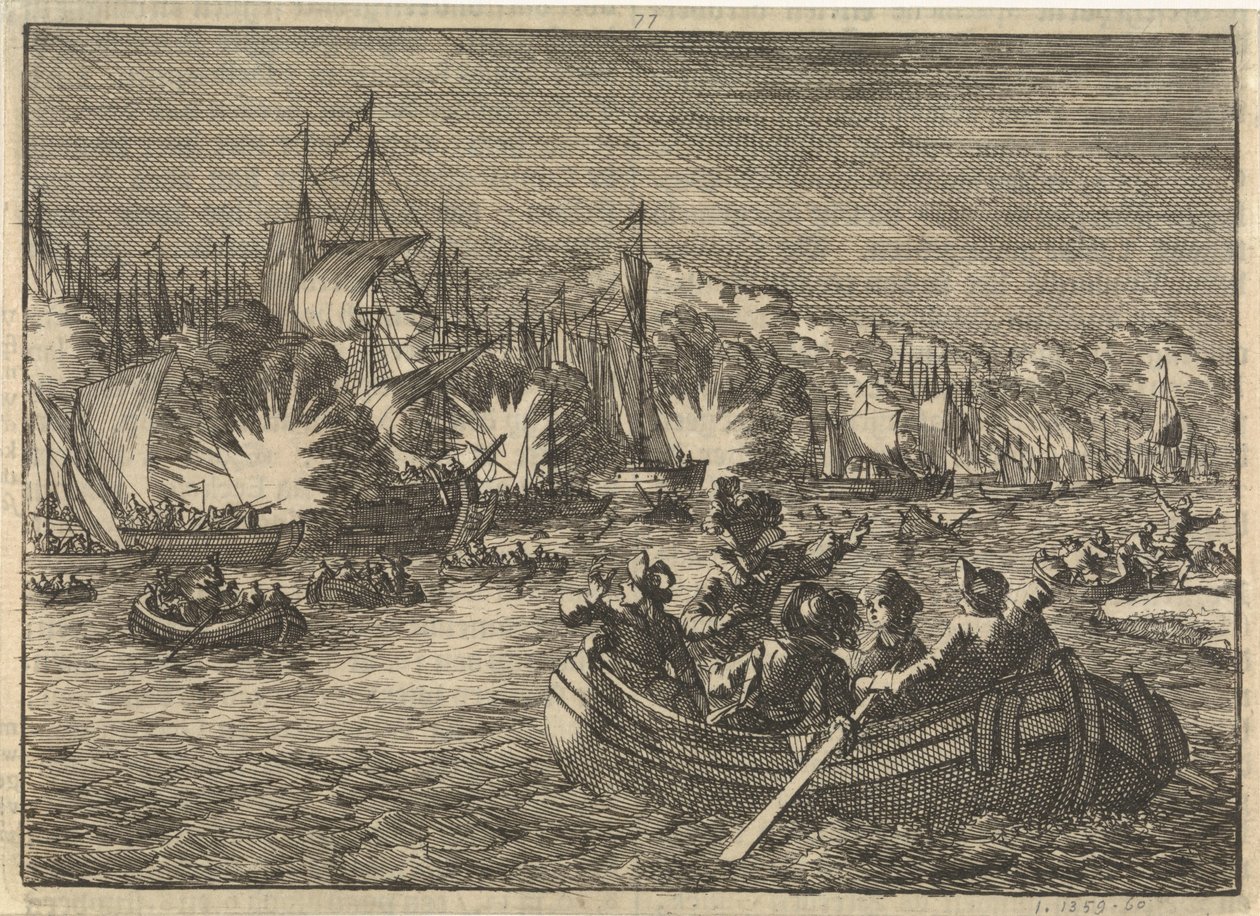Spansk flåde på Schelde erobret og brændt af hollænderne, 1631 af Caspar Luyken